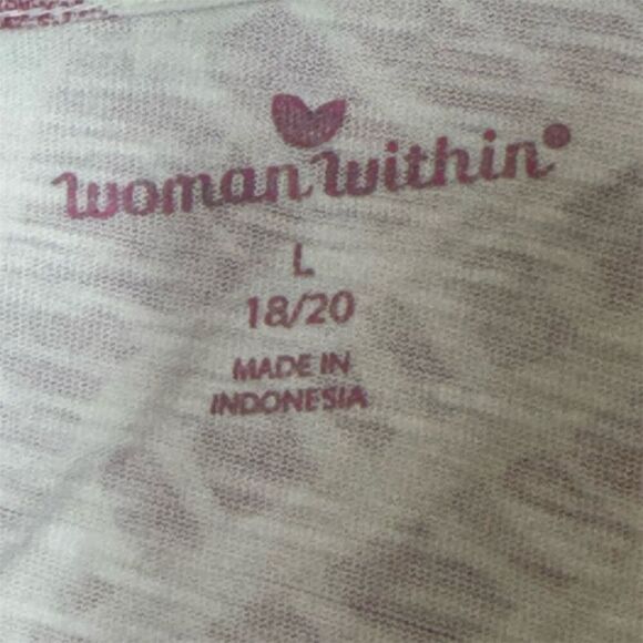 Woman Within L 18/20 Red Ivory Abstract High-Low Tunic Top Boho Asymmetrical - Picture 6 of 6